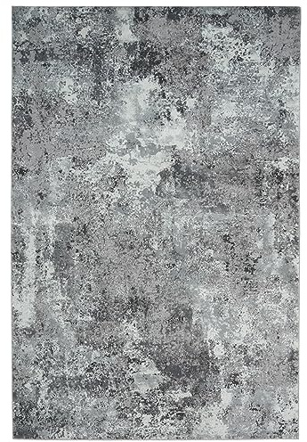 Consilio Concept Designer Teppich 80 x 150 Wohnzimmerteppich seidige Optik dezent Moderne Farben modisch abstrakt Muster grau weich kurzflor zertifizierte Made in Germany Design Manufaktur Oeko TEX