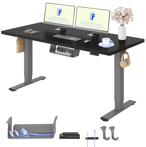 FLEXISPOT Höhenverstellbarer Schreibtisch mit 2 Motoren & 25MM EINTEILIGER Tischplatte 160x80 cm, Ergonomischer Bürotisch Elektrisch mit Kabelmanagement, Memory Funktion & Höhenanzeige