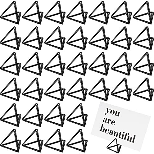 Epakh 100 Pcs Place Card Holder for Table Card Holders for Wedding Triangle Shape Table Number Picture Clips Stand for Centerpiece Anniversary Party(Black)