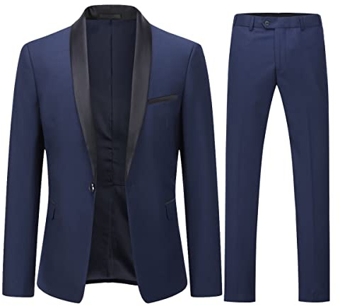 YOUTHUP Costume Homme 2 Pièces à Revers Châle Formel pour Mariage Business