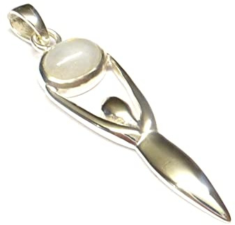 Hänge silver, kedjehänge, motiv mångudinna, med äkta månsten, tillverkad av sterling silver, skyddssymbol