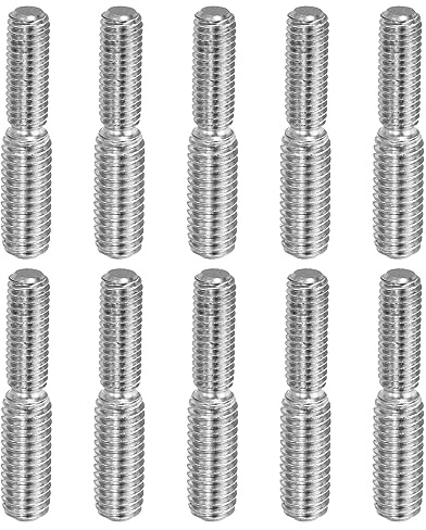 PATIKIL M5x15mm to M6x15mm Double End Threaded Stud Screw Bolt, 10 Pack 304 Stainless Steel Rod Bolts Thread Reducer Adapter for Furniture Fastener, Hardware Connectors
