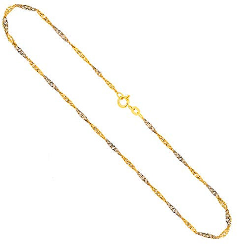 EDELIND Goldkette Damen 333 Gold Dünne 1,8 mm Kette Echtgold Singapurkette Bicolor Halskette Länge 40 cm mit Schmuck Geschenk Box Made in Germany