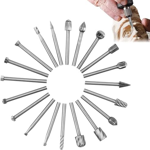 20 Piezas Fresas Rotativas para Herramienta Rotativa, Juego de Fresas Rotativas, Brocas de Alta Dureza HSS para Bricolaje, Para Carpintería, Tallado, Cabezal de Molienda de 3 mm, Multifunción