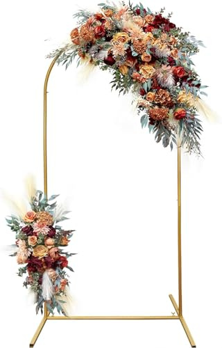 Brokatove Supporto per arco dorato 220 x 120 cm - Telaio decorativo in metallo con pesi per palloncini, sfondo per sessioni