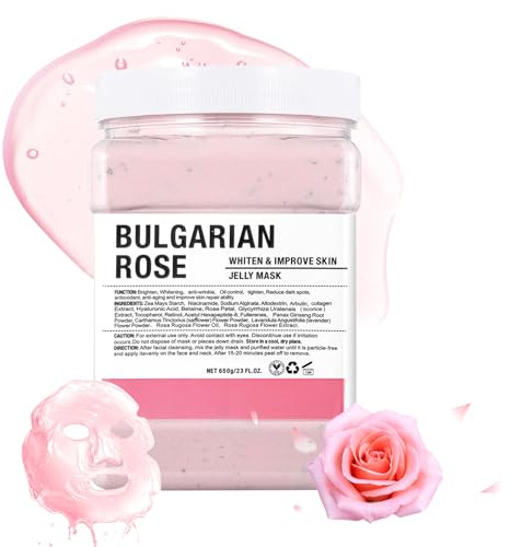 Máscara de Gelatina en Polvo para Faciales, Hidratante y Nutritivo Máscara Facial de Gelatina Peel Off, Profesional Spa Mascarilla Facial para una Hidratación Profunda y Luminosidad (Rose)