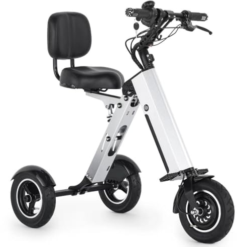 Triciclo elettrico genitore-figlio pieghevole portatile ultraleggero per adulti, con funzione di retromarcia e interruttore a chiave, con regolazione a 3 velocità, batteria 36V10A, display a LED