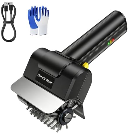 Spazzola elettrica per barbecue senza fili, set 3 in 1, con testina in acciaio inox 304, 3 velocità e 90 minuti di autonomia, impermeabile, per griglia in ghisa, affumicatore, piastra per barbecue