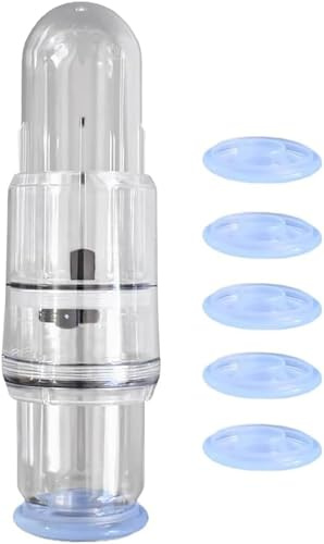 Pompa a Vuoto Manuale per Uomo con 5 Anelli in Silicone, Pompa Maschile con Funzione Aspirazione, Accessorio per Giochi di Coppia e Roleplay Adulto, Kit Vacuum Uomo
