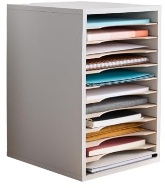 Safco Products 9419GR Vertical Desk Top Sorter, 11 Compartment, Gray