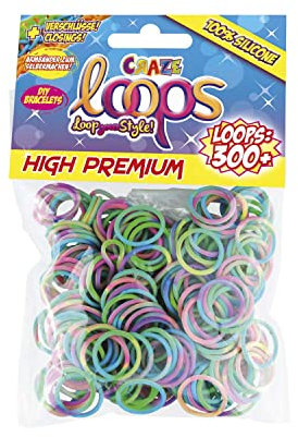 CRAZE LOOPS Knüpfringe - Loom 100% Silikon 300 Stück Soft Ice / Pink weiss Mega US Trend 50850