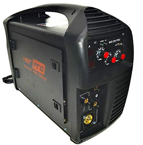 HER PRO QUALITY PRO TOOLS | Soldador Inverter Profesional MIG 250amp al 60% | Funciones Hot Start, Arc Force y Anti Stick | Máquina de Soldar Potente, Robusta y de Fácil Manejo | Válido para Generador