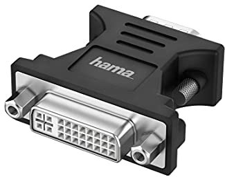 Hama VGA auf DVI Adapter Full HD 1080p (VGA Stecker, DVI Buchse 24+5, Adapter zum Anschluss von PC, Laptop, Computer mit VGA an Monitor, TV oder Beamer mit DVI oder umgekehrt, Konverter) 00200341 Schwarz