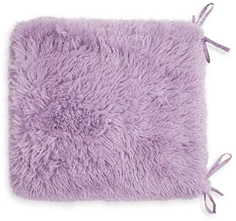 Teddy Fleece Chair Pads SOFT & SNUG Fur With Reversible Plain Sherpa Teddy Fleece Seat pads REMOVABLE Dining Garden Chair Cushion Luxury Super Soft Fluffy Fur Seat Pads With Ties Backs (8, Lilac)