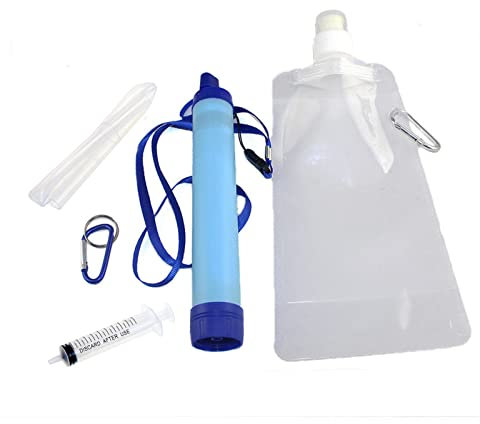 LNJ Wasserfilter Stroh - Trinkwasserfilter Outdoor Camping - Tragbarer Personal Wasseraufbereitung Schütze Dich Vor Einer Magen-Darm Erkrankung - Wasseraufbereiter Für Wandern Trekking Reisen