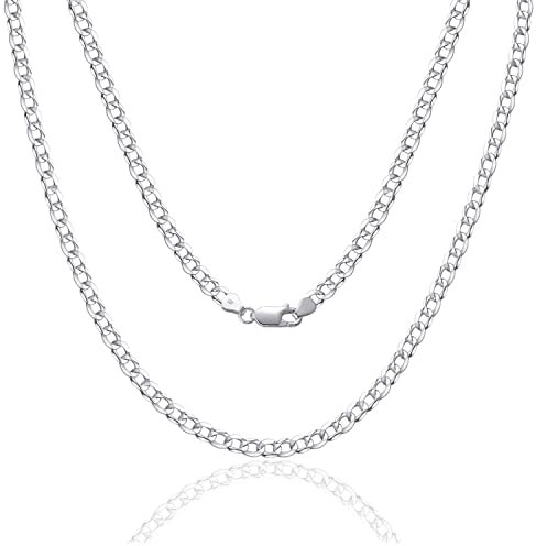 SILBERTALE 925 Sterling Silber Panzerkette Echt Silberkette für Herren Damen 2/3/4mm Breit Dünn Superflache Ohne Anhänger Halskette