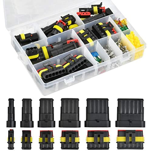 240 Piezas Conector Electrico Impermeable, 1/2/3/4/5/6 Pines Clavija Conector de Electrico, Impermeable del Coche Conector, Conectores Sellado, Rápido Enchufe Terminal para Coches Moto Camiones Barcos