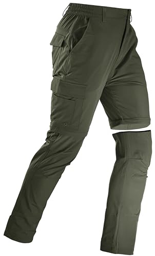 Men's Convertible Hiking Pants Zip Off Quick Dry Lightweight Safari Travel Camping Fishing Cargo Outdoor Pants Army Green 36