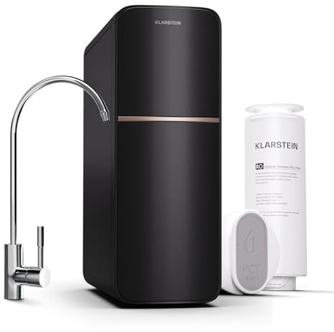 Klarstein Osmoseur Eau Potable, Système de Filtration d'Eau par Osmose Inverse Maison, 600GPD Filtre Osmoseur Inverse Domestique 99.99% Pureté, Filtration 5 Etapes, Installation Rapide, Sans Réservoir