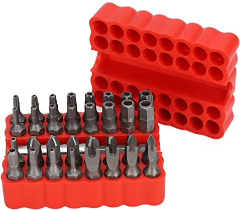 Jeu d'embouts hexagonaux à vis de sécurité 32 pièces Kit réparation complet pour véhicules ordinateurs avec tige tournevis et boîte de rangement professionnel