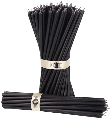Danilovo Thin Taper Beeswax Candles - Honey-Scented, Decorative Candles Ideal for Birthday Decoration or Church Prayers - Black Drip Free, Tall & Smokeless Pack of 50 pcs, 7.3 x 0.24 inch