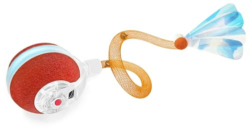 Jkanti Interactive Cat Toys for Indoor Cats,The 3rd Generation Agile Moving Cat Ball with Elastic Mesh Tail,Automatic Kitten Toys for Bored Indoor Cats,Motion Activated (Orange)