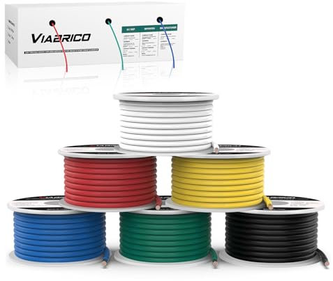 16 Gauge Wire 600FT, 16 AWG Auto Wire 100ft Each Spool, 6 Colors Copper Clad Aluminium Low Voltage Electrical 16 Gauge, Hookup Kit for Breadboard/Automotive/DIY/Battery