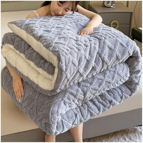 Flauschige Kaschmir Steppdecken Fleece-Steppdecke Verdicken Sie Lamm Kaschmir Decke Winterdecke 220x240 Plüsch 135x200 150x200 200x200 Dicke Winterdecke(150x200cm-3.5KG)