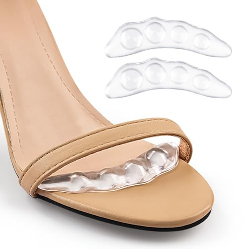 Dewocke Semelles Gel Avant-Pied Antidérapantes pour Talons Hauts, Coussins Métatarsiens, Réutilisables, Invisibles, Transparent, Auto-Adhésifs