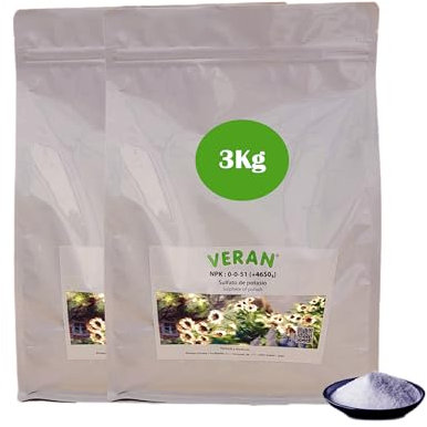 VERAN | Fertilizante Plantas de Flor, Jardin, Huerto y Acuario NPK 0-0-51 6Kg | Hidrosoluble | Fertilizante Plantas Acuario | Abono Rico en Potasio | Consigue Frutas más Grandes y Sabrosas