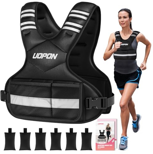 Adjustable Weighted Vest for Women, 6-12 Lbs Rucking Vest with 6 Ironsand Weights, Great Weighted Vest with Plus Pockets & Reflective Strips for Running, Walking, Workout and Strength Training