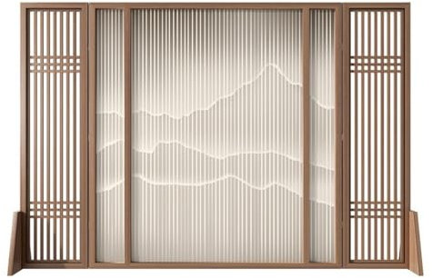 Parascintille per Camino Schermo divisorio da Pavimento, Sfondo del Soggiorno, griglia in Legno massello, Ufficio, Sala da tè, Schermo retrò Cinese Parascintille per Camino Decorative