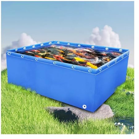 Piscina elevada de lona para estanque de peces, tanque portátil de almacenamiento de agua plegable, estanque para cría de koi para riego de jardines, depósito de agua, estanque para peces, piscina par