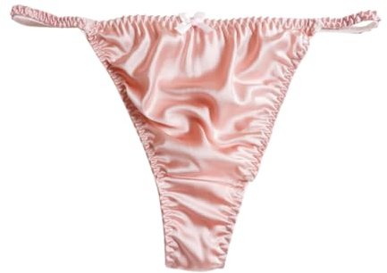 Yavorrs silk thongs for women Satin G String Bikini (UK, Alpha, S, Regular, Regular, Pink)