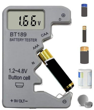 Tester Batterie Per Batteria Domestiche, Tester Pile Per C AA 3A D N 9V Batterie Bottone, Led Display