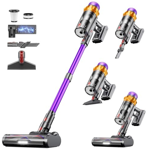 Cordless Vacuum Cleaner 55KPa 650W Max 70 Mins Vacuum Cleaner for Home, Wall mount Charging Dock, Self-standing Vacuum Cleaner with Scented Tablet, Anti-tangle Stick Vacuum for Pet Hair/Carpets/Floors