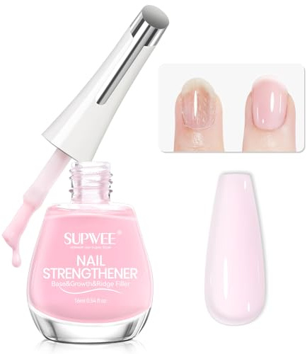SUPWEE Nail Strengthener, 16ml Nail Hardener Extra Strong and Growth Strengthening Nails Polish Repair for Damaged Weak Nails Natural Concealer Foundation Quick Dry for Women Girls DIY Manicure