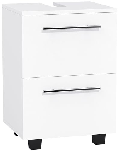 HOMCOM Mobile Sottolavabo per Bagno con Cassetto e Armadietto, Mobiletto Sottolavabo con Intaglio a U, Mobile Bagno Moderno e Salvaspazio, Adatto a Lavabi senza Colonna, 41.5x35.5x59 cm, Bianco