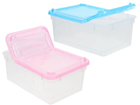Boîte D’Alimentation Soie Respirante 2 Pièces en Plastique | Gecko, Ventilation Intégrée, Usage Extérieur, Lot de Deux, Fournitures pour Reptiles