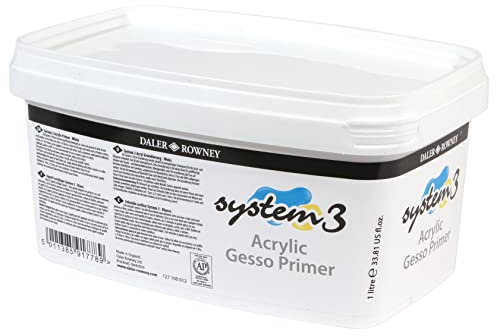 Daler-Rowney System3 1L Gesso Primer for Acrylic, Ideal for Professional Artists & Students