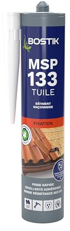 Bostik MSP 133 - Mastic de Fixation Hautes Performances Pour Collage et Jointoiement De Tuiles - Formule MS Polymères - Extérieur - Maintien Immédiat - Couleur : Tuile - 1 Cartouche 290 ml