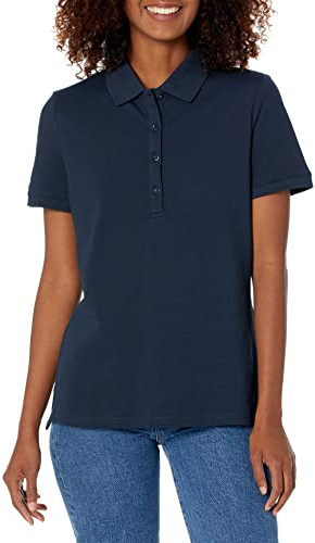Amazon Essentials Women's Short-Sleeve Polo Shirt, -Navy, L
