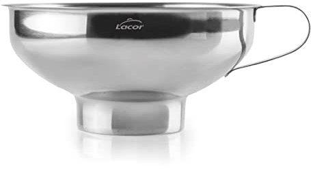 Lacor - 62517 - Imbuto per inceppamento in Acciaio Inox 18/10, Imbuto con collo largo, Ideale per trasferimento liquido, olio, marmellata, Ø13,5x6 cm, Grigio