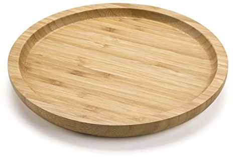 Vassoio Rotondo in Bambù, Vassoio per Servire in Legno, Vassoio Decorativo per Tavolino da Caffè, Cocina (20 x 20 x 2 cm)