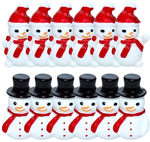 Toyvian Mini Snowman Figurines - 20Pcs Mini Resin Snowman Christmas Miniature Figurines for Dollhouse Micro Fairy Garden Decor Christmas Fillers Party Favors