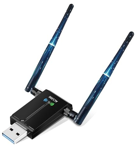 WLAN Stick für PC, 1300Mbps USB 3.0 WLAN Adapter PC 2.4GHz/5.8GHz Dual Band Internet Stick mit 2 x 5dBi Antenna für PC/Desktop/Laptop, USB WLAN Stick Kompatibel mit Windows 11/10/8/7/Vista/XP, Mac OS