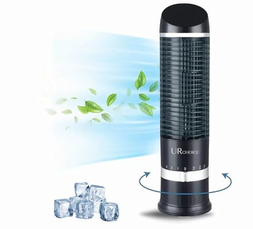UR CHOICE 16 Mini Tower Oscillating Fan, Portable Desk Cooling Fan with 110° Oscillation 3-Speed Options, Perfect for Home, Bedroom and Office | Compact & Energy Efficient