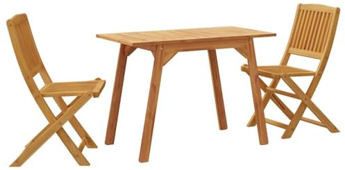 vidaXL Conjunto de balcón 3 Piezas Madera Maciza de Acacia, Juego de Comedor de Madera, Juego de Comedor al Aire Libre, Muebles de jardín
