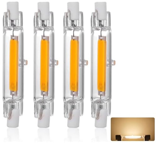 Lampadine LED R7S 78mm 15W, 230V Dimmerabile LED COB Lamp, Bianco Caldo 3000K 1500 Lumen, Equivalente Lampada Alogena J78 150W, Fascio 360°, Riflettore di Ricambio Proiettore Lineare Luce, 4pcs