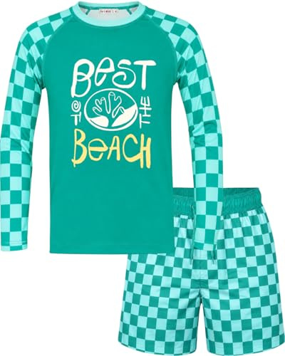 weVSwe Costumi da Bagno per Bambini per Bambini UPF 50+ Set di Protezione per eruzione cutanea a Maniche Lunghe in Due Pezzi